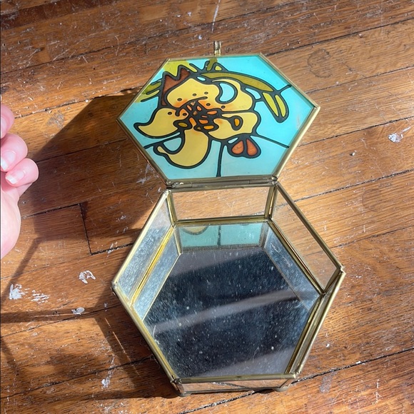 1981 George Good Hexagonal Stained Glass Vintage Jewelry Box - Picture 3 of 13